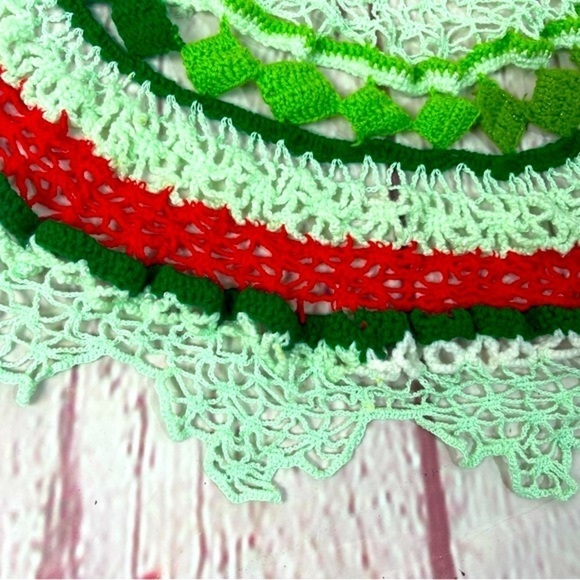 Hand knitted crocheted holiday Christmas doily - Picture 3 of 5